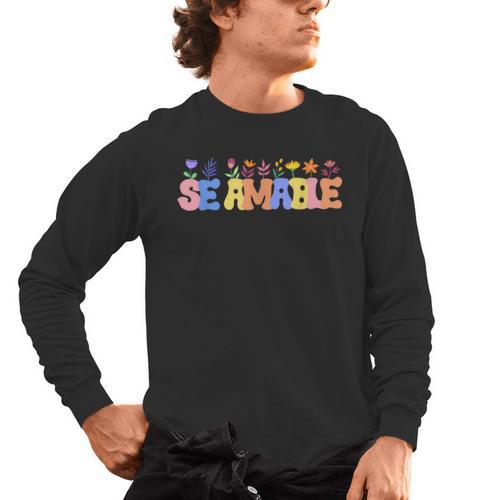 Se Amable Be Kind In Spanish Groovy Teacher Flowers Men's Long Sleeve T-Shirt - teacherstshirts.com AU