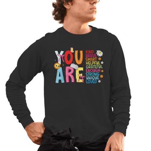 You Are Smart Brave Strong Kind Loved Motivation Teacher Kid Men's Long Sleeve T-Shirt - teacherstshirts.com UK
