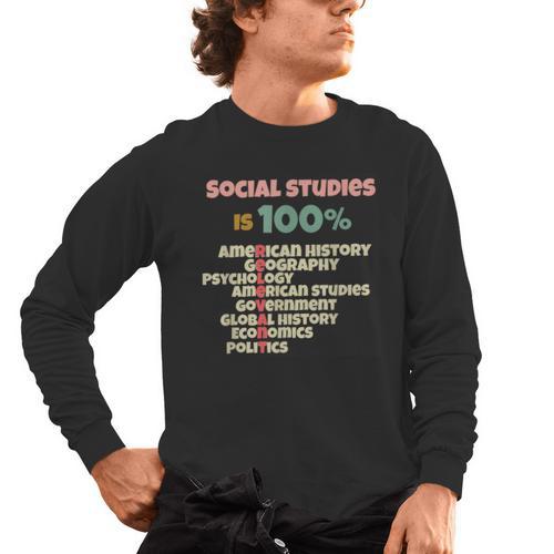Social Studies Is Relevant History Teacher History Buff Men's Long Sleeve T-Shirt - teacherstshirts.com UK