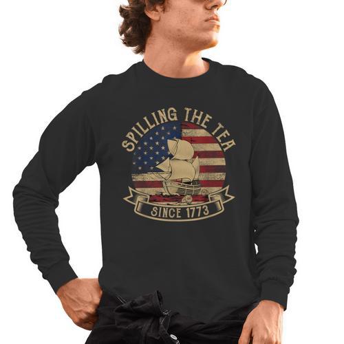 Spilling The Tea Since 1773 American History Teacher Vintage Men's Long Sleeve T-Shirt - teacherstshirts.com AU