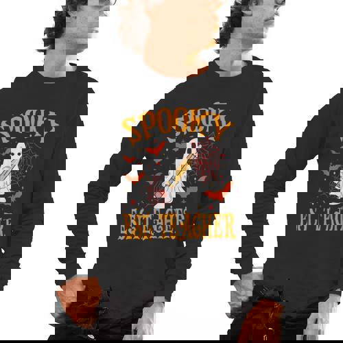 Spooky ESL Teacher Ghost Halloween School Women Men&#x27;s Long Sleeve T-Shirt - teacherstshirts.com