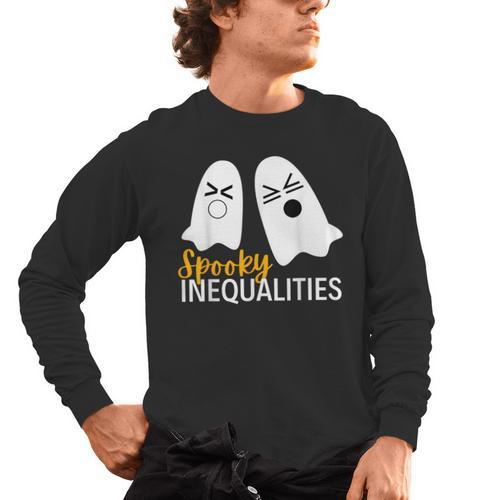 Spooky Ghost Inequalities Halloween Math Teacher Men's Long Sleeve T-Shirt - teacherstshirts.com UK