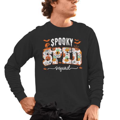 Spooky SPED Squad Special Education Teacher Halloween Ghost Men's Long Sleeve T-Shirt - teacherstshirts.com DE