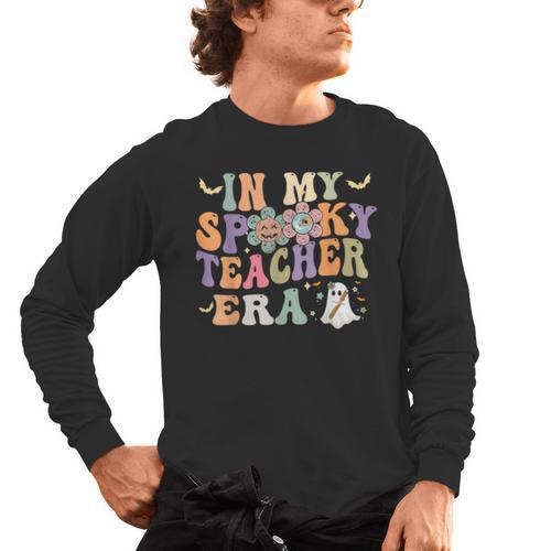 In My Spooky Teacher Era Groovy Hippie Retro Ghost Halloween Men Women Kids Men's Long Sleeve T-Shirt - teacherstshirts.com AU
