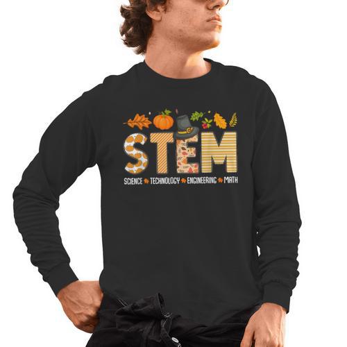 STEM Teacher Thanksgiving Grateful Educator Science Class Men's Long Sleeve T-Shirt - teacherstshirts.com AU