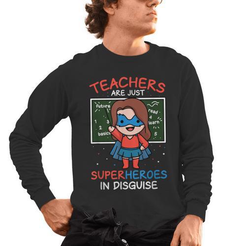 Super Hero Teacher Superheroes In Disguise Men's Long Sleeve T-Shirt - teacherstshirts.com AU