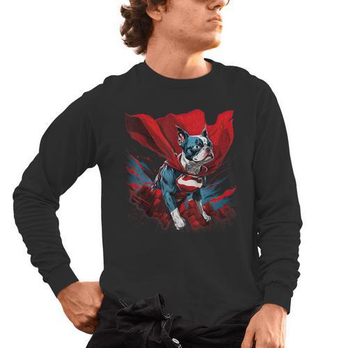 Super Power Superhero Boston Terrier Dog For Men Women Kids Men's Long Sleeve T-Shirt - Bostonterriersmerch.com
