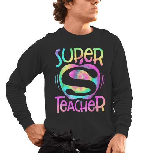 Super Teacher Back To School Apple Tie Dye First Day Men's Long Sleeve T-Shirt - teacherstshirts.com
