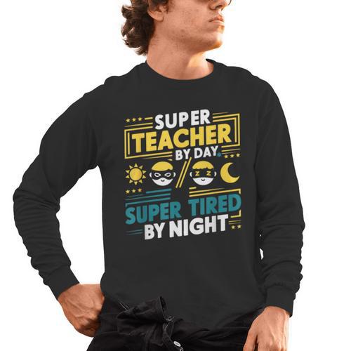 Super Teacher By Day Super Tired By Night Superheroes School Men's Long Sleeve T-Shirt - teacherstshirts.com DE