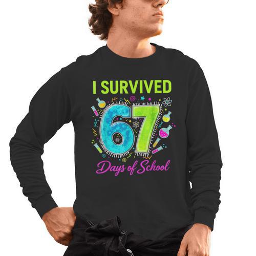 I Survived 67 Days Of School 67 Meme Science Teacher Men's Long Sleeve T-Shirt - teacherstshirts.com AU