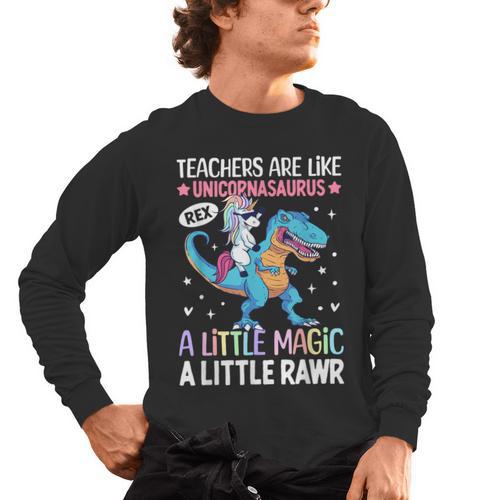 T Rex Dinosaur Unicorn Teachers Are Like Unicornasaurus Rex Men's Long Sleeve T-Shirt - teacherstshirts.com