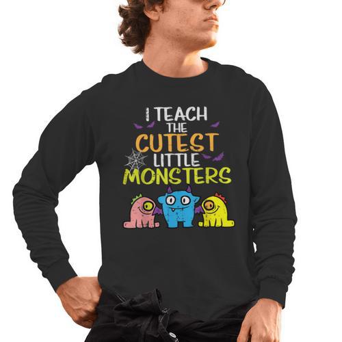 I Teach Cutest Little Monsters Halloween Teacher Men Women Men's Long Sleeve T-Shirt - teacherstshirts.com AU