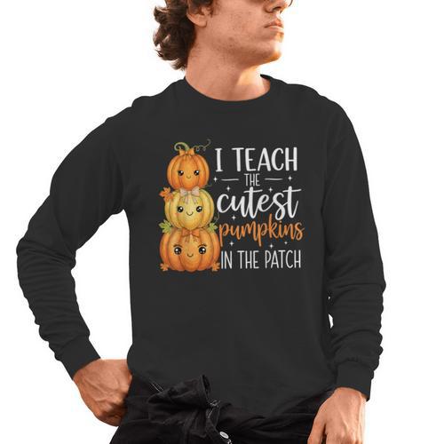 I Teach The Cutest Pumpkins In The Patch Fall Autumn Teacher Men's Long Sleeve T-Shirt - teacherstshirts.com UK