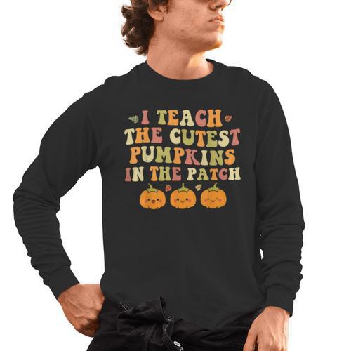 I Teach The Cutest Pumpkins In The Patch Fall Season Teacher Men's Long Sleeve T-Shirt - teacherstshirts.com UK