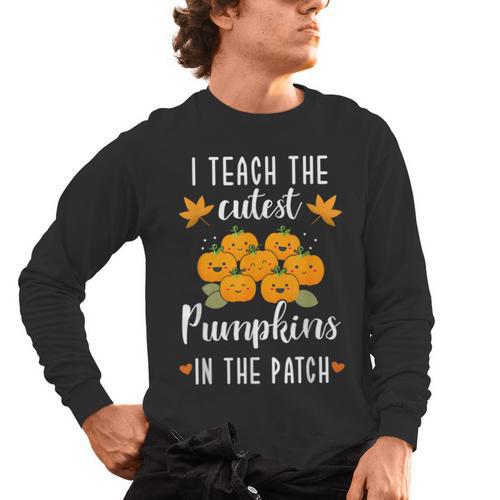 I Teach The Cutest Pumpkins In The Patch Halloween Teacher Men's Long Sleeve T-Shirt - teacherstshirts.com UK