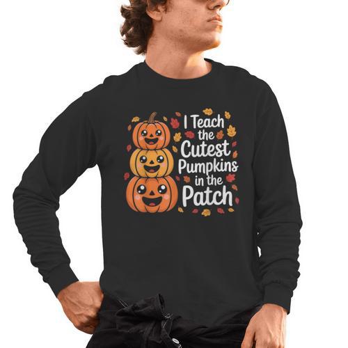 i Teach The Cutest Pumpkins In The Patch Teacher Halloween Men's Long Sleeve T-Shirt - teacherstshirts.com UK
