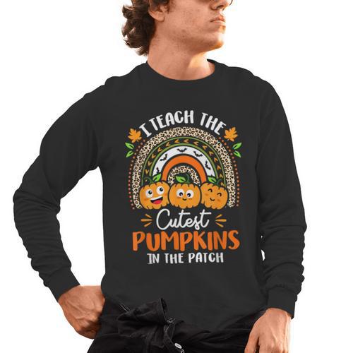 I Teach The Cutest Pumpkins In The Patch Teacher Halloween Men's Long Sleeve T-Shirt - teacherstshirts.com UK