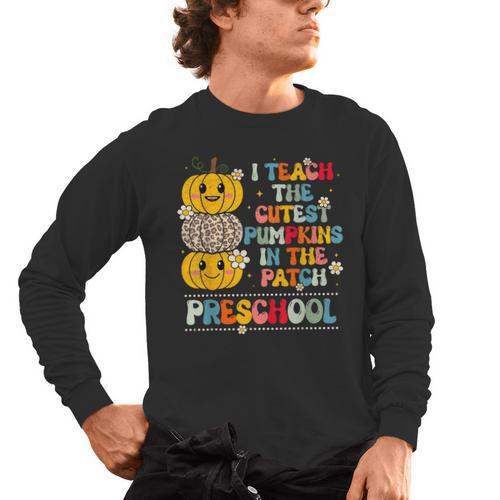 I Teach The Cutest Pumpkins Preschool Teacher Halloween Men's Long Sleeve T-Shirt - teacherstshirts.com UK