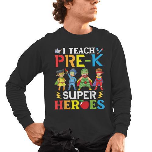 I Teach Pre-K Superheroes Students Teacher Back To School Men's Long Sleeve T-Shirt - teacherstshirts.com AU