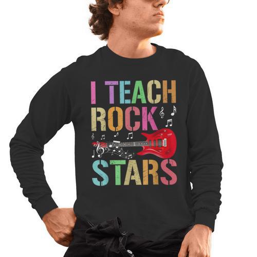 I Teach Rockstars Band Vibes Teacher Rocks My Music Teaching Men's Long Sleeve T-Shirt - teacherstshirts.com DE