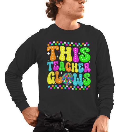 This Teacher 80s 90s Teachers's Day Glows Last Day Of School Men's Long Sleeve T-Shirt - teacherstshirts.com