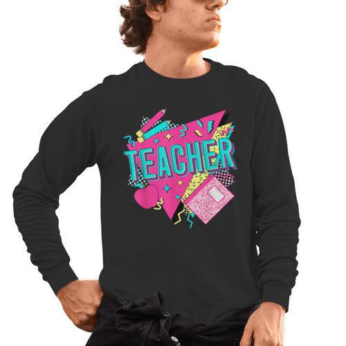 Teacher 90s Retro Colorful Teacher Of The 90s Back To School Men's Long Sleeve T-Shirt - teacherstshirts.com DE