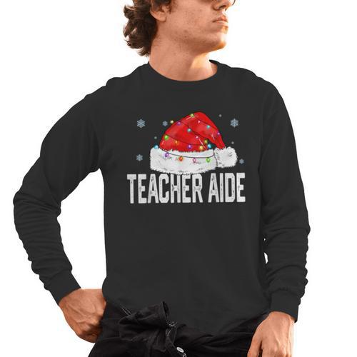 Teacher Aide Christmas Women Family Matching Group Xmas Men's Long Sleeve T-Shirt - teacherstshirts.com AU