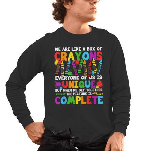 Teacher We Are Like A Box Of Crayons Back To School Men's Long Sleeve T-Shirt - teacherstshirts.com AU
