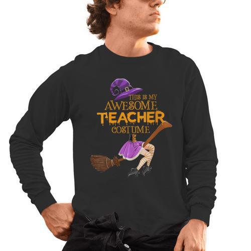 This Is My Teacher Costume Halloween Family Matching Group Men's Long Sleeve T-Shirt - teacherstshirts.com UK