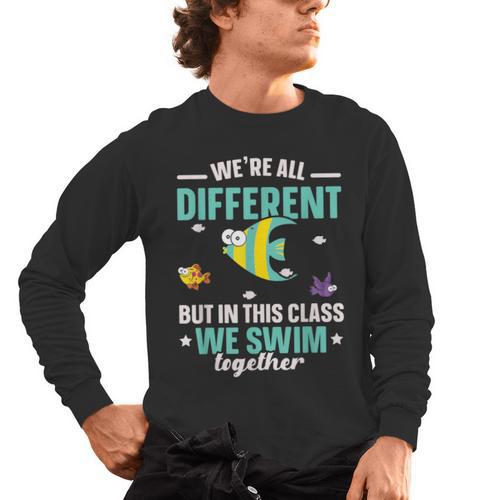 Teacher We All Different But In This Class We Swim Together Men's Long Sleeve T-Shirt - teacherstshirts.com DE