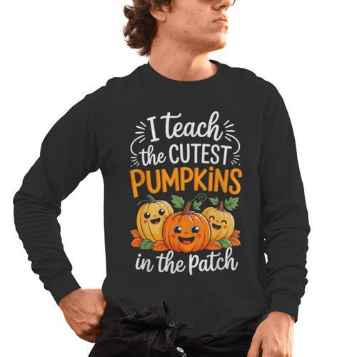 Teacher Halloween Pre-K Teacher Kindergarten Cutest Pumpkins Men's Long Sleeve T-Shirt - teacherstshirts.com UK