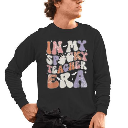 Teacher Halloween In My Spooky Teacher Era Retro Groovy Men's Long Sleeve T-Shirt - teacherstshirts.com DE