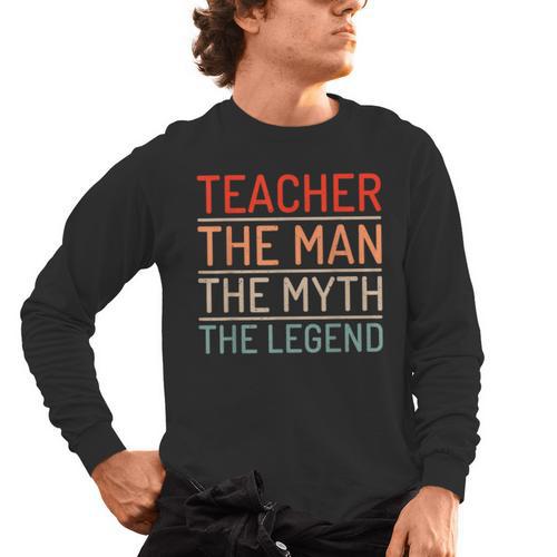 Teacher The Man The Myth The Legend School Holiday Teacher Men's Long Sleeve T-Shirt - teacherstshirts.com CA