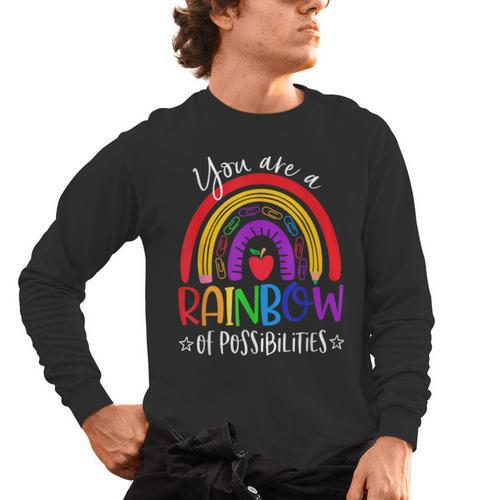 Teacher You Are a Rainbow Of Possibilities Funny Men's Long Sleeve T-Shirt - teacherstshirts.com