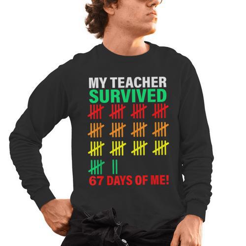 My Teacher Survived 67 Days Of Me School Kids Costume Men's Long Sleeve T-Shirt - teacherstshirts.com CA
