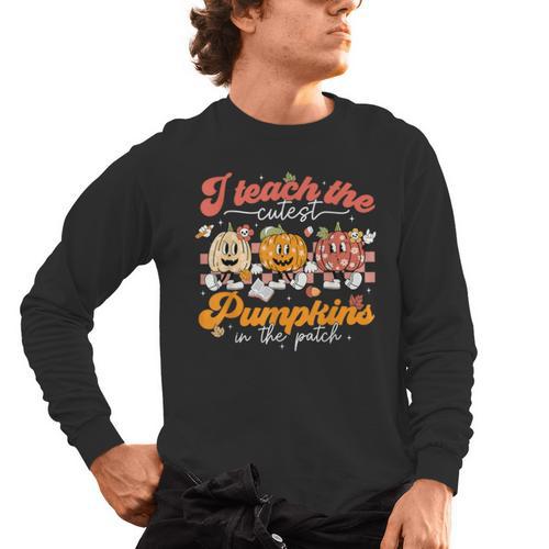 Teacher I Teach The Cutest Pumpkins In The Patch Fall Autumn Men's Long Sleeve T-Shirt - teacherstshirts.com UK