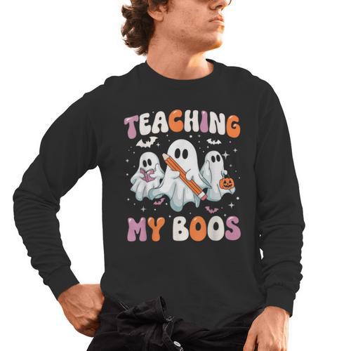 Teaching My Boos Teacher Cute Ghost Teacher Halloween Men's Long Sleeve T-Shirt - teacherstshirts.com AU