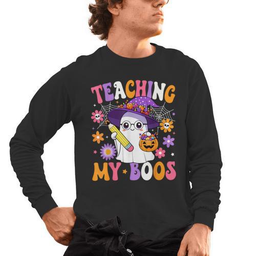 Teaching My Boos Teacher Ghost Teach Halloween Teacher Men's Long Sleeve T-Shirt - teacherstshirts.com