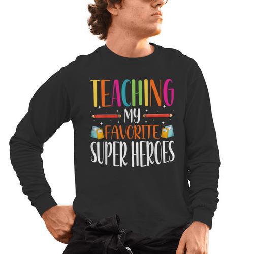 Teaching My Favorite Superheros Men Women SPED Teacher Men's Long Sleeve T-Shirt - teacherstshirts.com CA