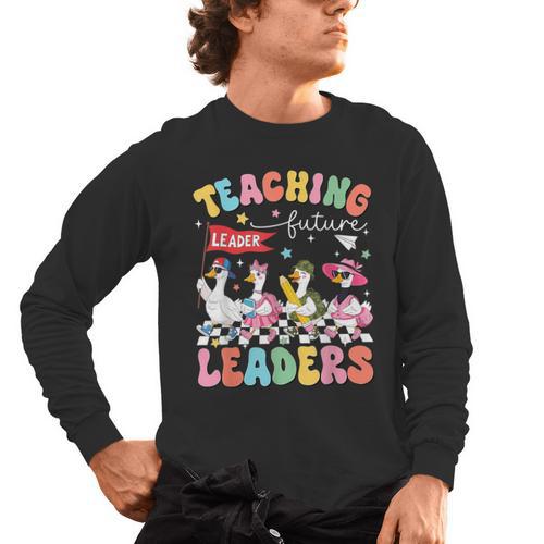 Teaching Future Leaders Groovy Teacher Back To School Men's Long Sleeve T-Shirt - teacherstshirts.com AU