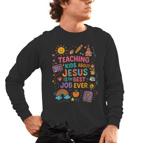 Teaching Kids About Jesus Is The Best Job Ever Bible Teacher Men's Long Sleeve T-Shirt - teacherstshirts.com DE