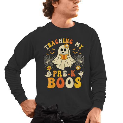 Teaching My Pre-K Boos Crew Teachers Halloween Ghost Men's Long Sleeve T-Shirt - teacherstshirts.com AU