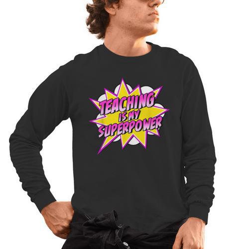 Teaching Is My Superpower Retro Comic Super Teacher Men's Long Sleeve T-Shirt - teacherstshirts.com UK