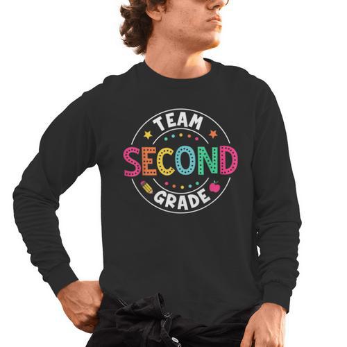 Team Second Grade Teacher Back To School 2nd Grade Squad Men's Long Sleeve T-Shirt - teacherstshirts.com