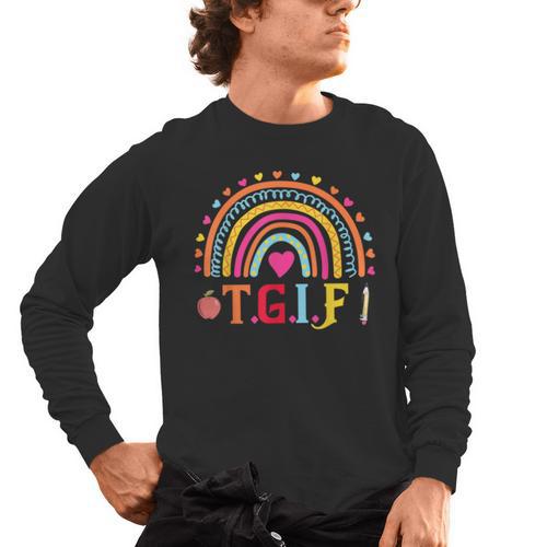 TGIF Teacher Appreciation Alphabet Thank God It's Friday For Men Women Girls Kids Men's Long Sleeve T-Shirt - teacherstshirts.com CA