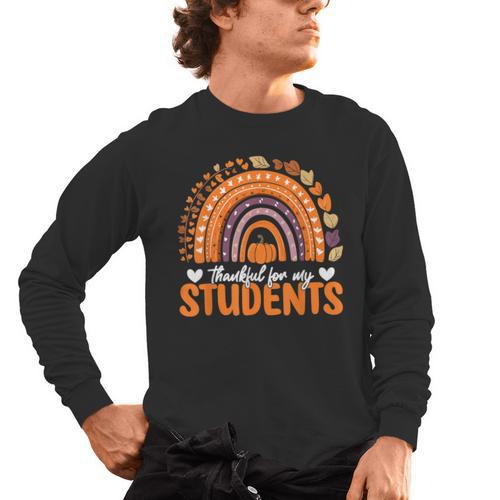 Thankful For My Students Teacher Thanksgiving School Fall Men's Long Sleeve T-Shirt - teacherstshirts.com AU