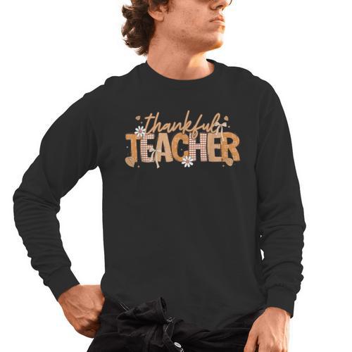 Thankful Teacher Autumn Fall Teacher Thanksgiving Youth Men's Long Sleeve T-Shirt - teacherstshirts.com AU