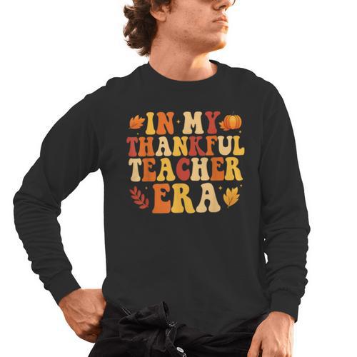 In My Thankful Teacher Era Autumn Thanksgiving Fall Season Men's Long Sleeve T-Shirt - teacherstshirts.com AU
