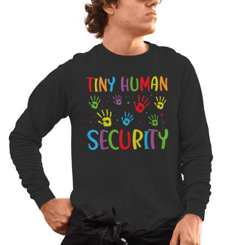 Tiny Human Security Preschool Childcare Teacher Babysitters Men's Long Sleeve T-Shirt - teacherstshirts.com DE