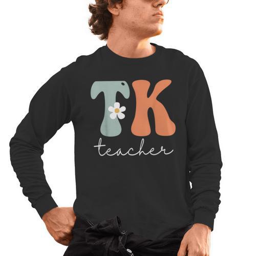 TK Teacher Retro Groovy Vintage Happy First Day Of School Men's Long Sleeve T-Shirt - teacherstshirts.com